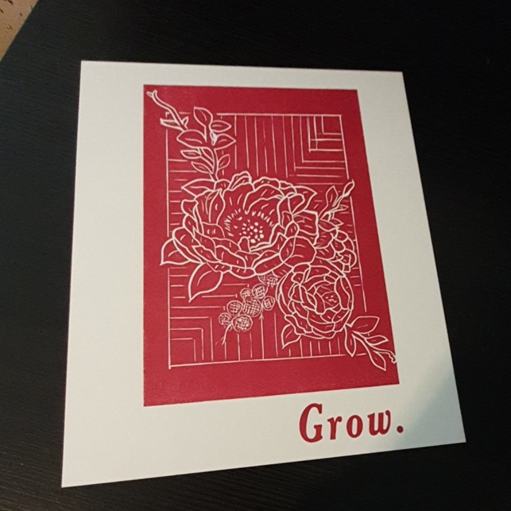 Linocut Print Flowers